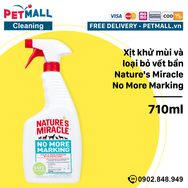 Xịt Natures Miracle No More Marking Pet Stain & Odor Remover 709ml - Chống chó đi vệ sinh không đúng chỗ Petmall