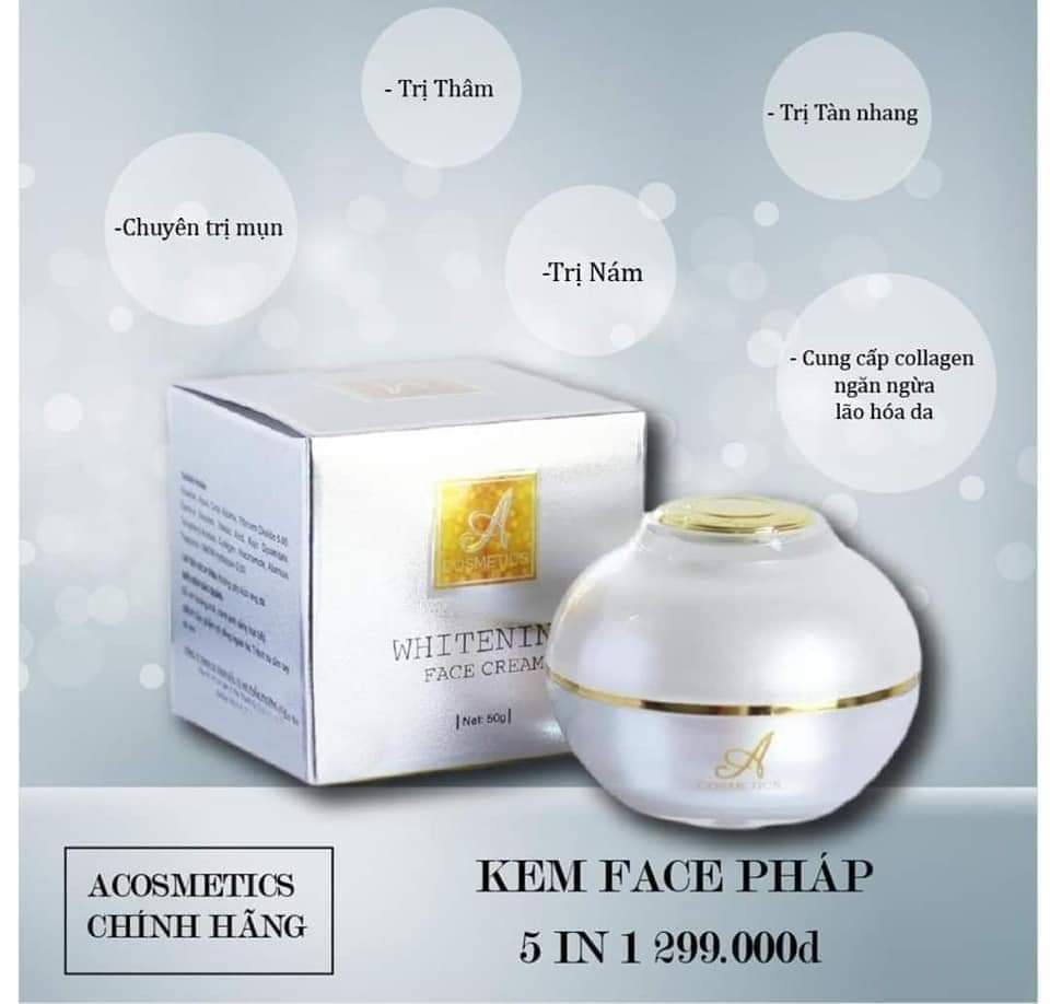 [BÁN CHẠY NHẤT] Kem Face Pháp 2020 Acosmetics Dưỡng Trắng Da Giảm Thâm Nám Tàn Nhang Dưỡng Ẩm Chăm sóc Da mặt Chống Nắng Chống Lão Hoá Whitening Face Cream 50 g