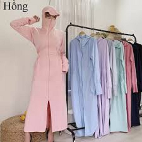 Áo chống nắng toàn thân thông hơi chất kim cương mát mịn,  áo khoác chống nắng thời trang che mặt, xỏ ngón chống tia UV