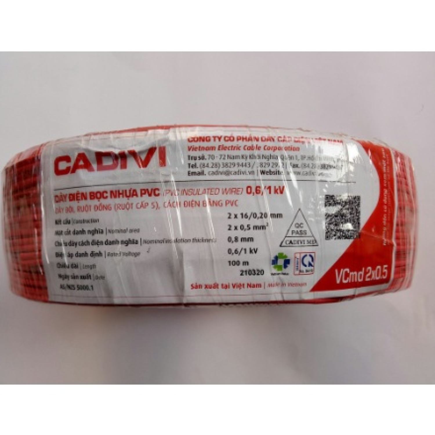 Dây Điện Đôi CADIVI [Cuộn 100m] VCmd / 2x0.5mm