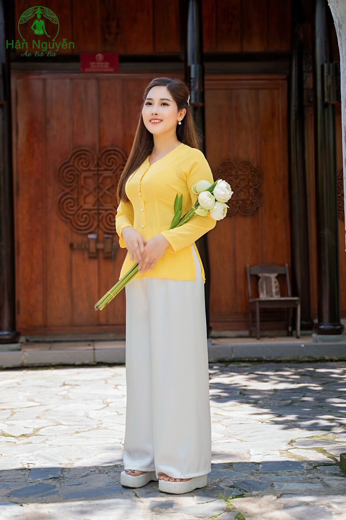 B.A29 - (Áo Lẻ) Bà Ba Voan Cổ Tim Cài Nút