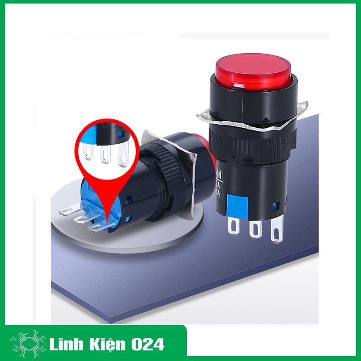 Nút nhấn đề 16mm 220VAC AL6 - M nhấn nhả có đèn