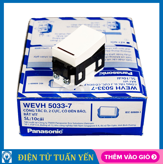 Công tắc d 2 cực panasonic wev-5033-7sw dòng wide có đèn báo, bắt vít