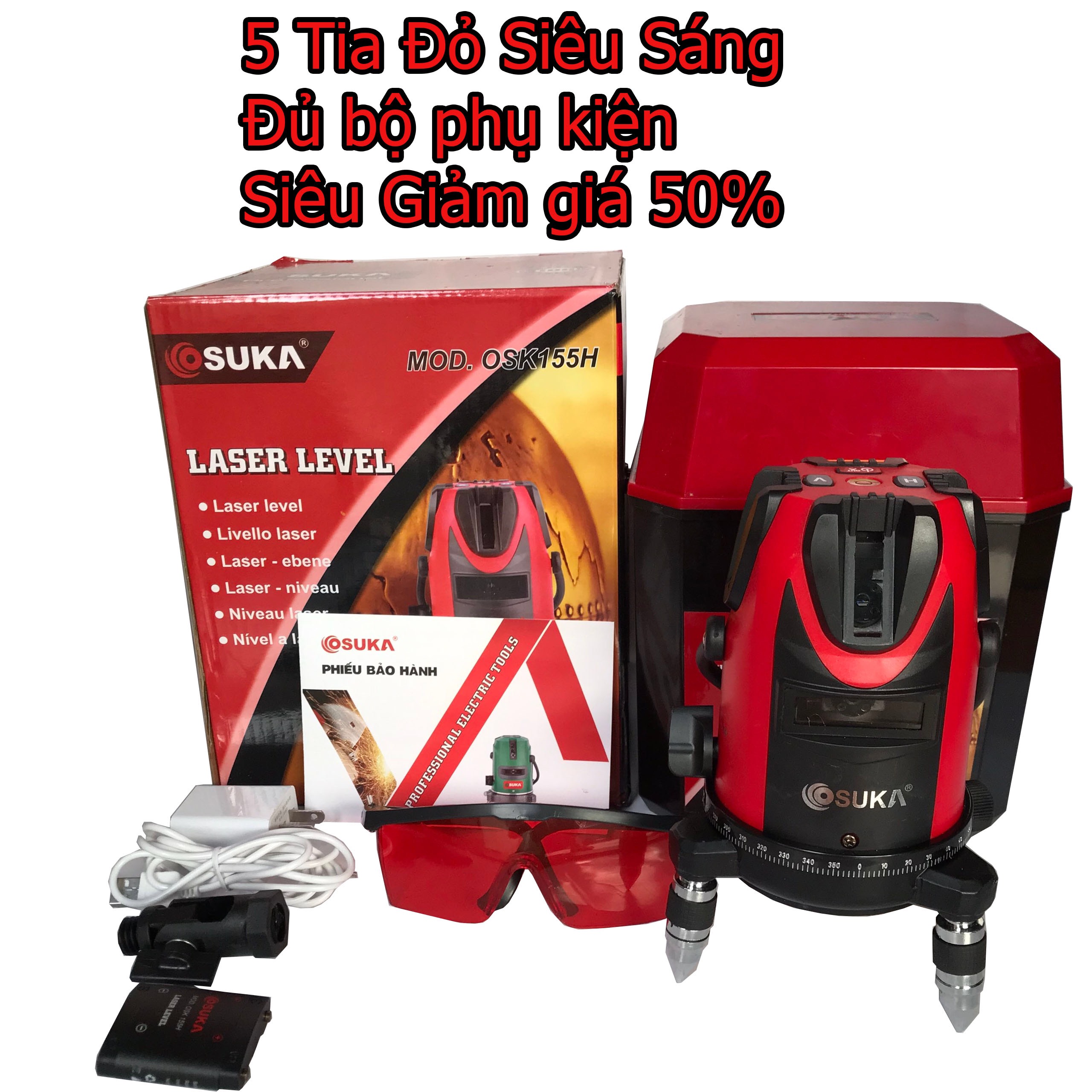 Máy bắn cos-cân mực laze OSUKA 5 tia đỏ siêu sáng,siêu nét-Bảo hành 6 tháng