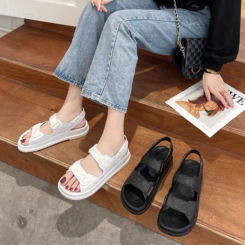 SANDAL NỮ CAO SU NON  SIÊU MỀM 2 MÀU ĐEN TRẮNG