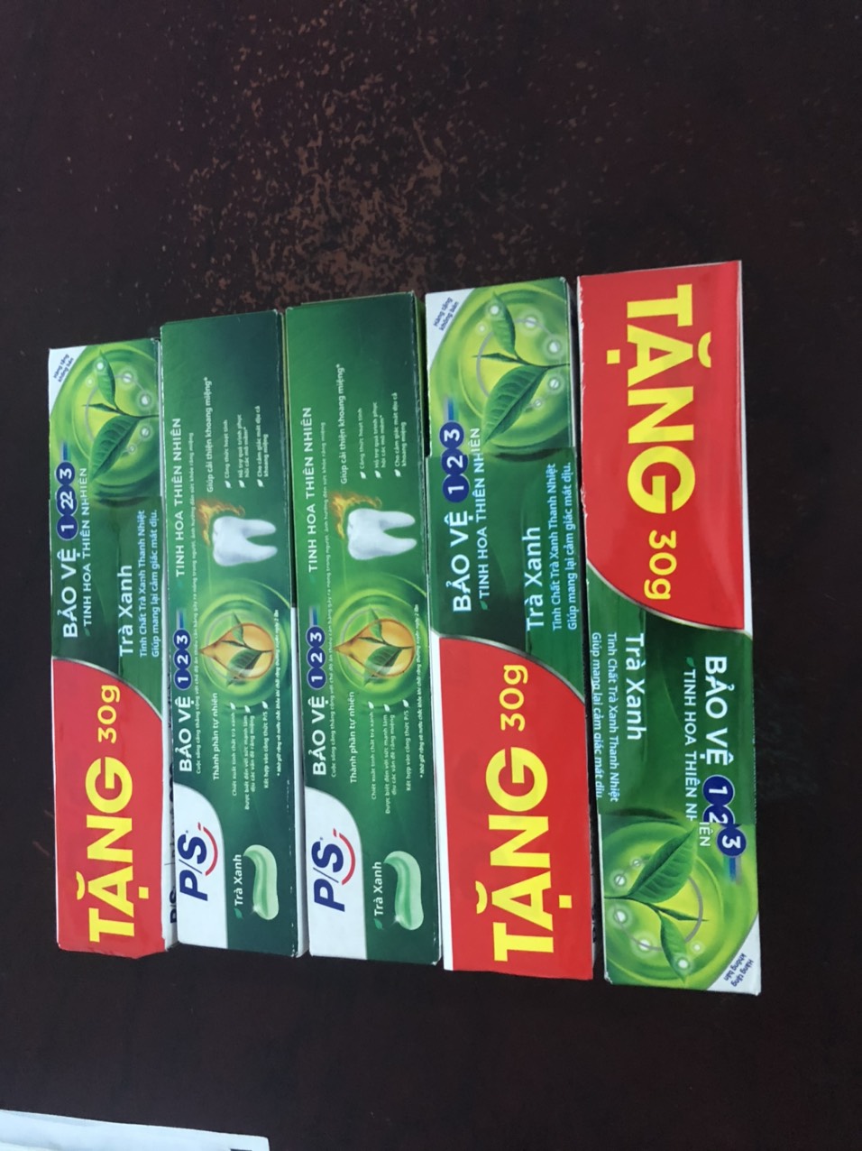 [HCM]( Au) Combo 05 típ Kem Đánh Răng P/S Trà Xanh 123 ( 30g / tuýp)