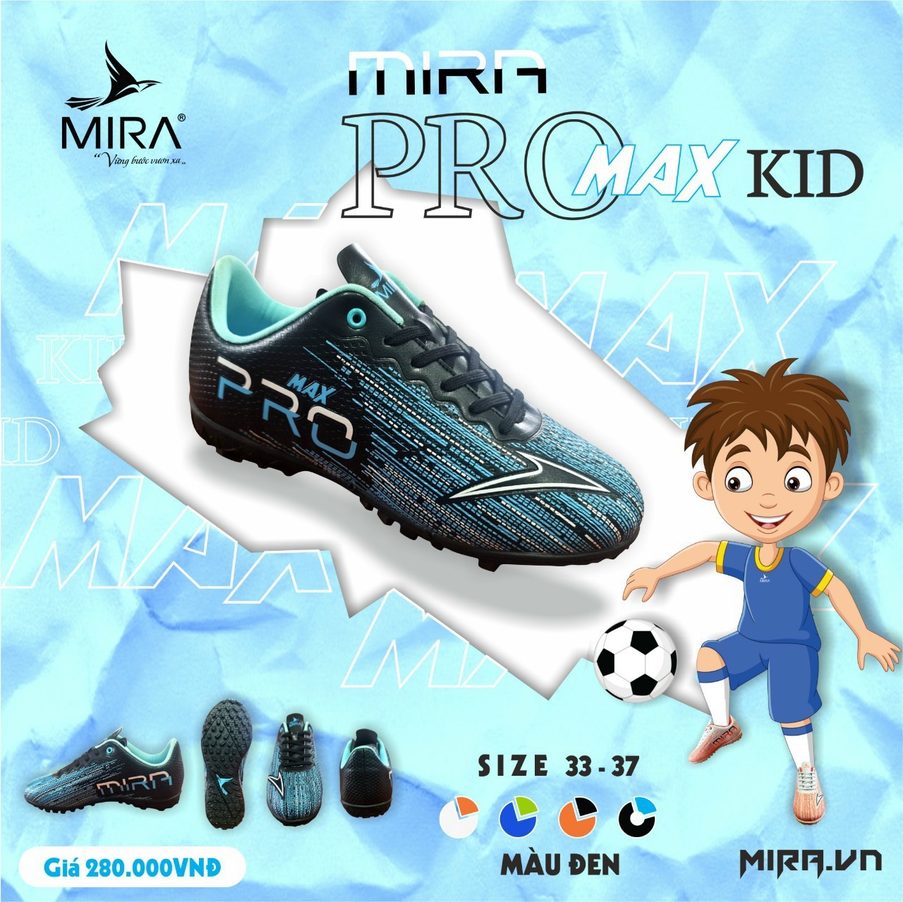 GIÀY ĐÁ BANH COMBO PRO MAX KID + VỚ + TÚI RÚT