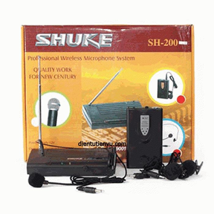 [HCM]Micro không dây Đeo tai + cài áo Shuke SH-200 (Kèm 2 Mic)