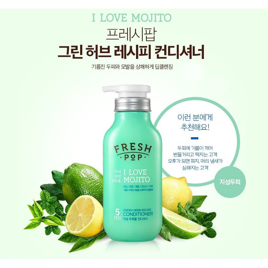 [HCM]Dầu gội đầu Fresh Pop Green Herb Recipe Shampoo