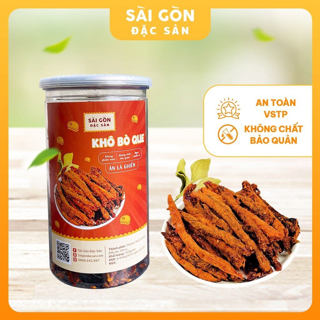 Khô bò que 300g loại đặc biệt ngon đồ ăn vặt sài gòn đặc sản