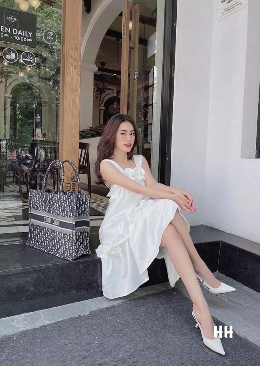 Đầm 2 Dây Phối Bèo,Đẩm 2 Dây Nữ Form Rộng,LY STORE