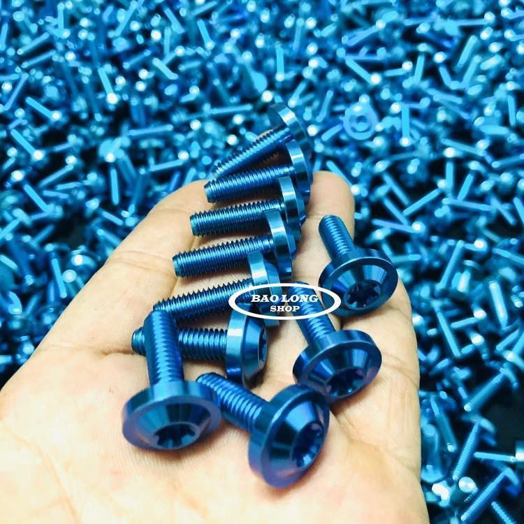 10 con Ốc Titan GR5 Đầu Dù 6li2 Xanh Lục Bảo (Titan 100% )