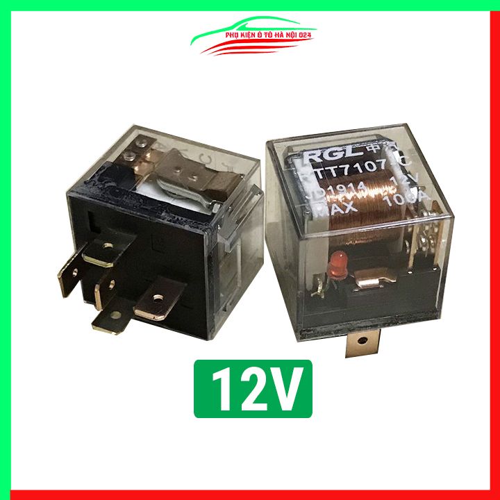 Rơ le cho ô tô 5 chân 12V / 24V 100A, relay xe hơi nhựa trong suốt chống nước tốt