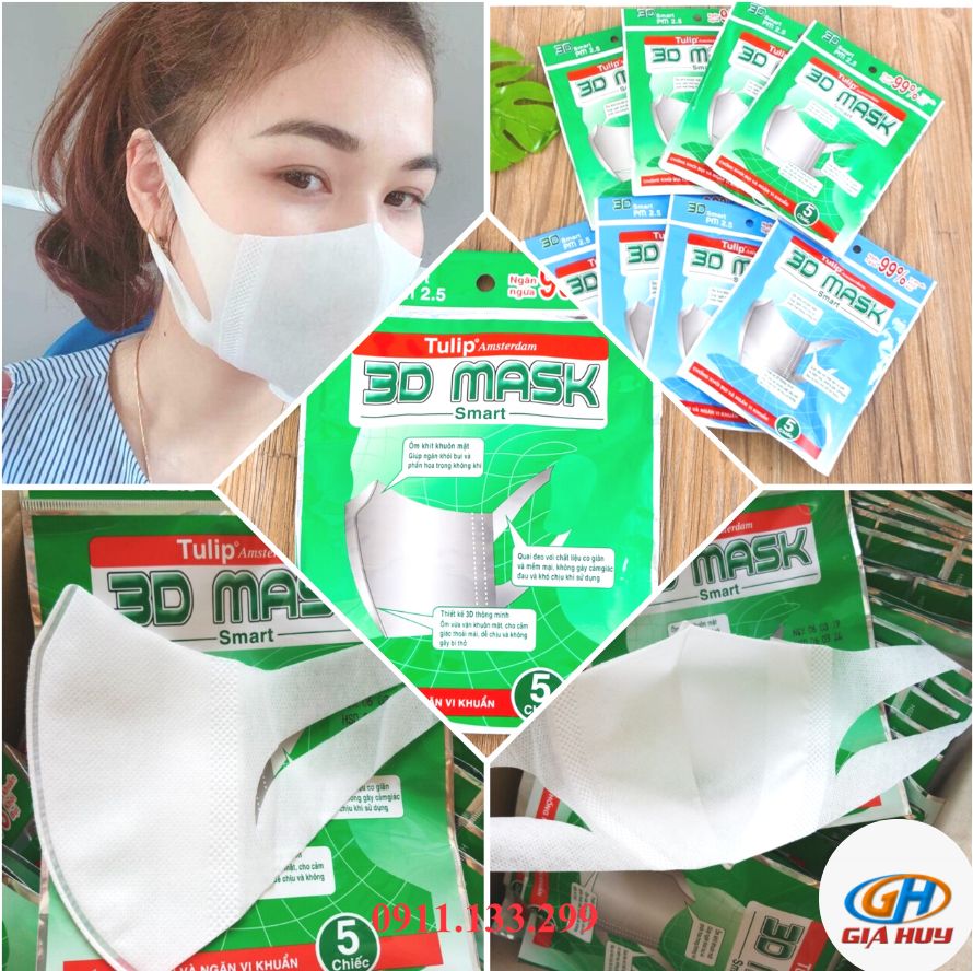Túi 5 chiếc khẩu trang 3D Mask công nghệ Nhật Bản