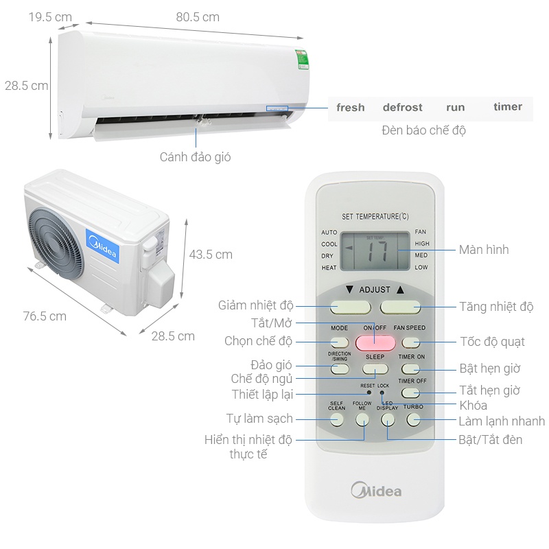 [Trả góp 0%]Điều hòa Midea 1 chiều 9.000BTU MSAFB-10CRN8 [ Giao hàng toàn quốc Vận chuyển và lắp đặt miễn phí tại Hà Nội ]