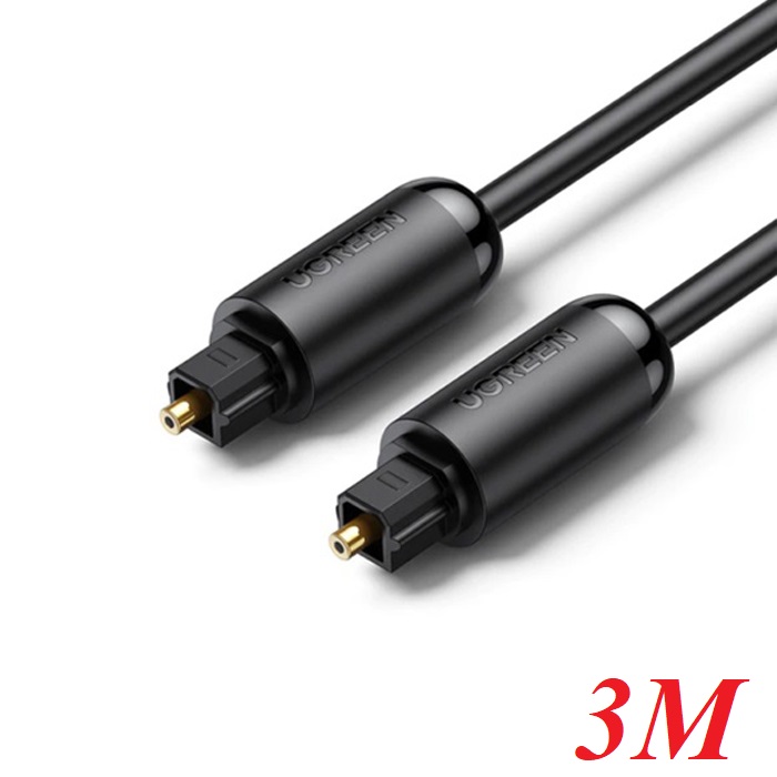 Ugreen 70893 3M cáp quang Toslink Optical đầu mạ vàng 24k âm thanh 7.1 màu đen