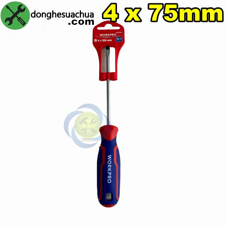 Tua vít dẹp 4x100mm tay cầm bọc cao su workpro wp221014