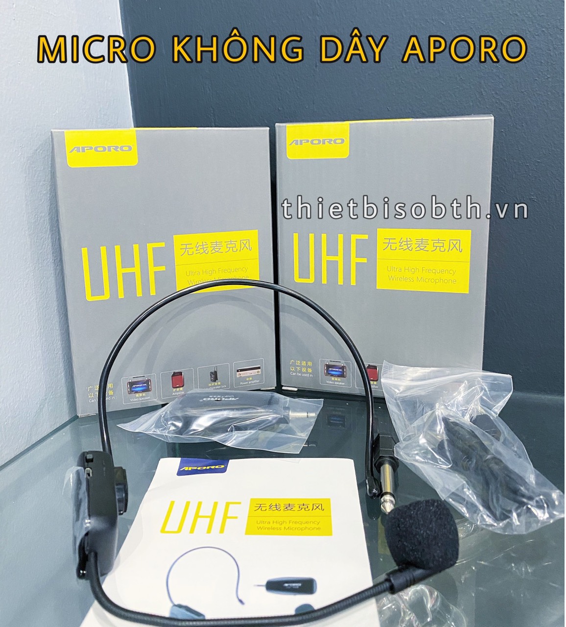 Mic trợ giảng không dây đa năng APORO chạy sóng UHF phù hợp tất cả dòng máy hỗ trợ mic