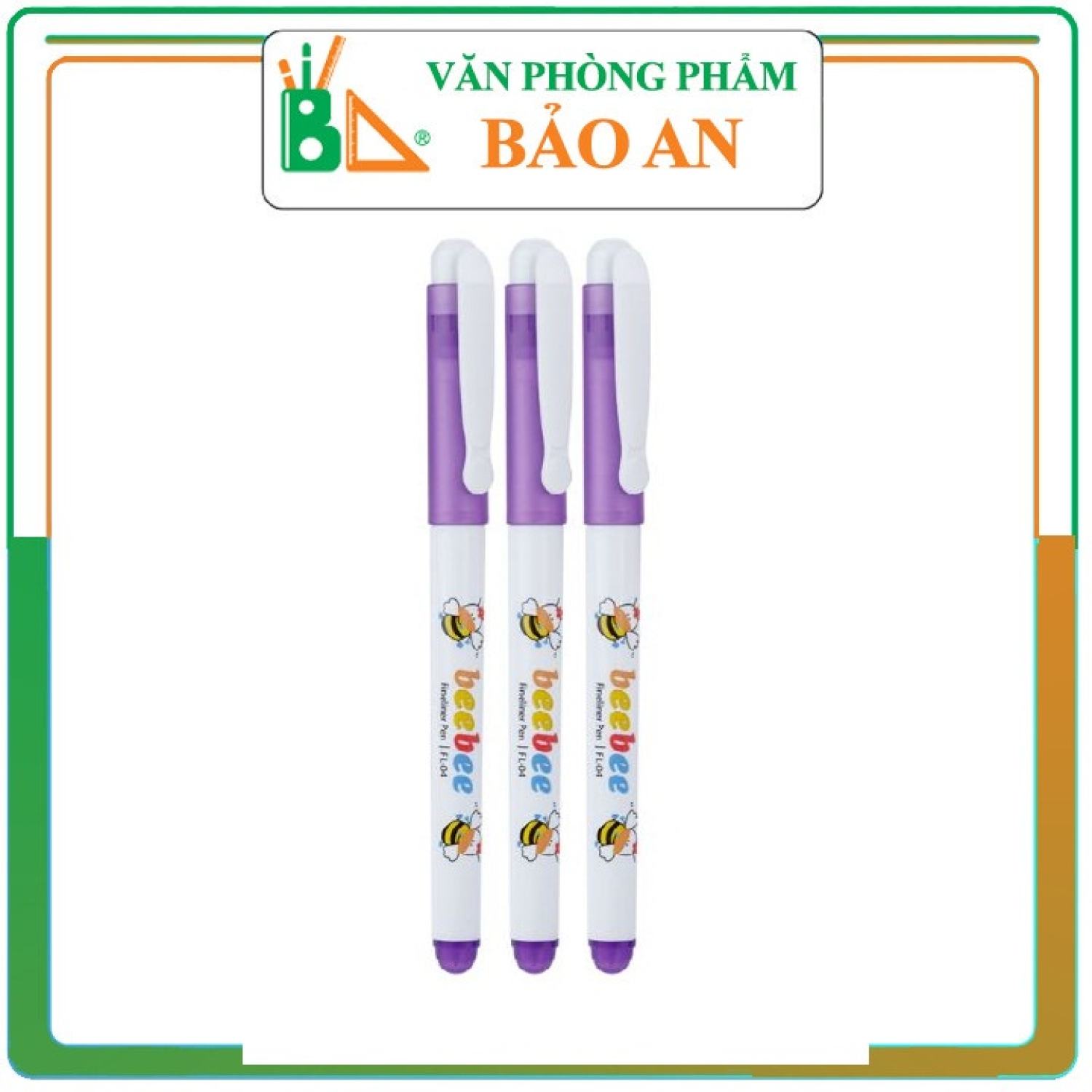 ( Hộp 10 chiếc) Bút dạ kim beebee FL 04  MÀU TÍM - Văn phòng phẩm Bảo An