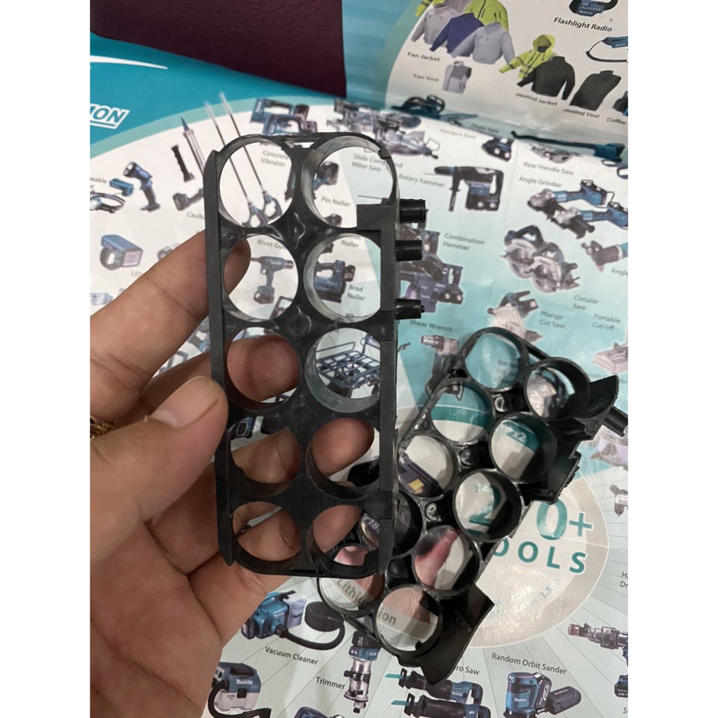 Khung pin makita 5s 18v, lắp vỏ pin makita dùng mạch adaptor.
