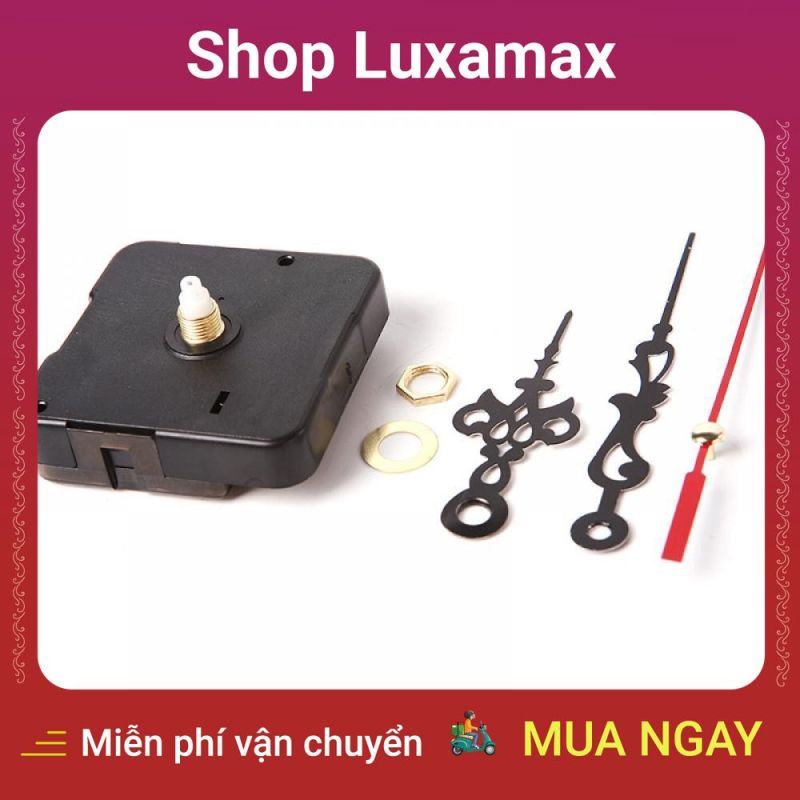 Bộ máy đồng hồ treo tường kim trôi và 3 cây kim kèm theo ốc vít DTK24844188 - Shop Luxamax