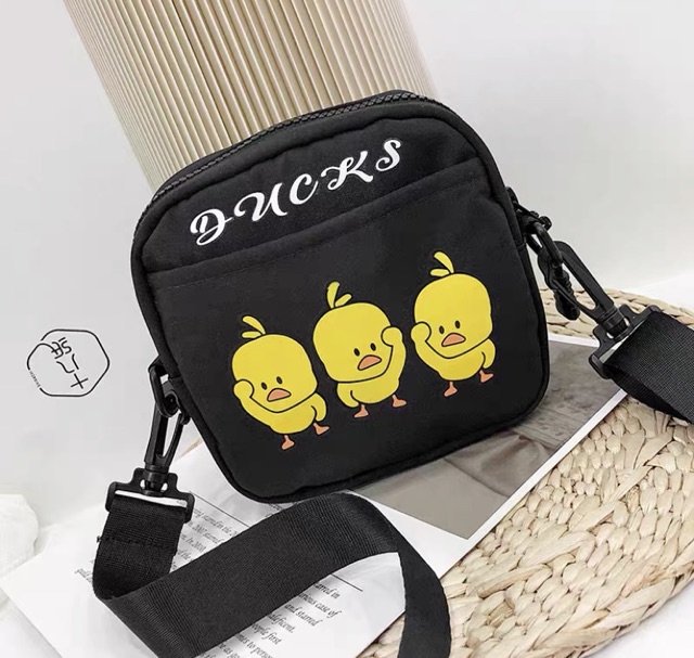 TÚI ĐEO CHÉO VẢI - 3 con vịt vuông