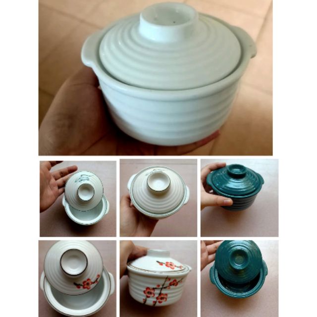 Thố chưng yến sào bằng sứ trắng Bát Tràng 300ml