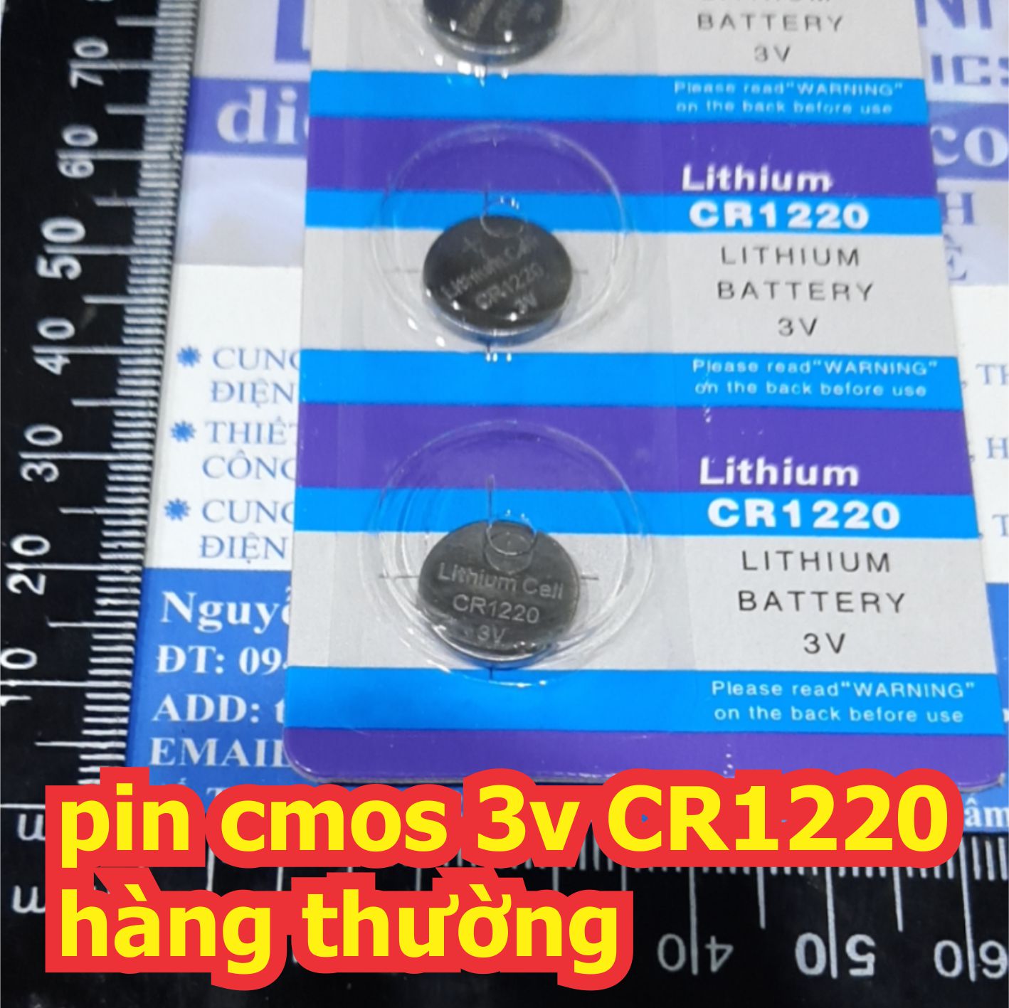 10 viên pin cmos 3v CR1220 1220 lithium pin dẹp, pin cúc áo lớn, hàng thường kde6502