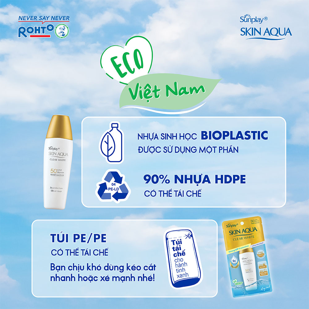 Kem chống nắng dạng sữa hằng ngày dưỡng trắng Sunplay Skin Aqua Clear White SPF 50+, PA++++ 25g (Ver Eco Việt Nam)