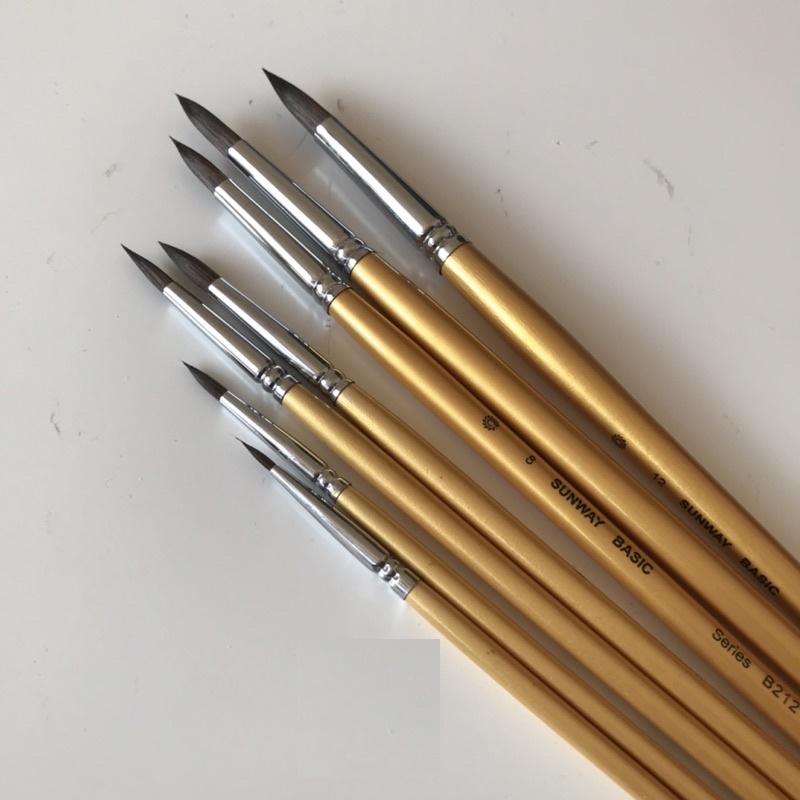 Cọ Đầu Nhọn Sunway Basic B212 (Cọ Lẻ),lông sói vẽ màu nước,acrylic