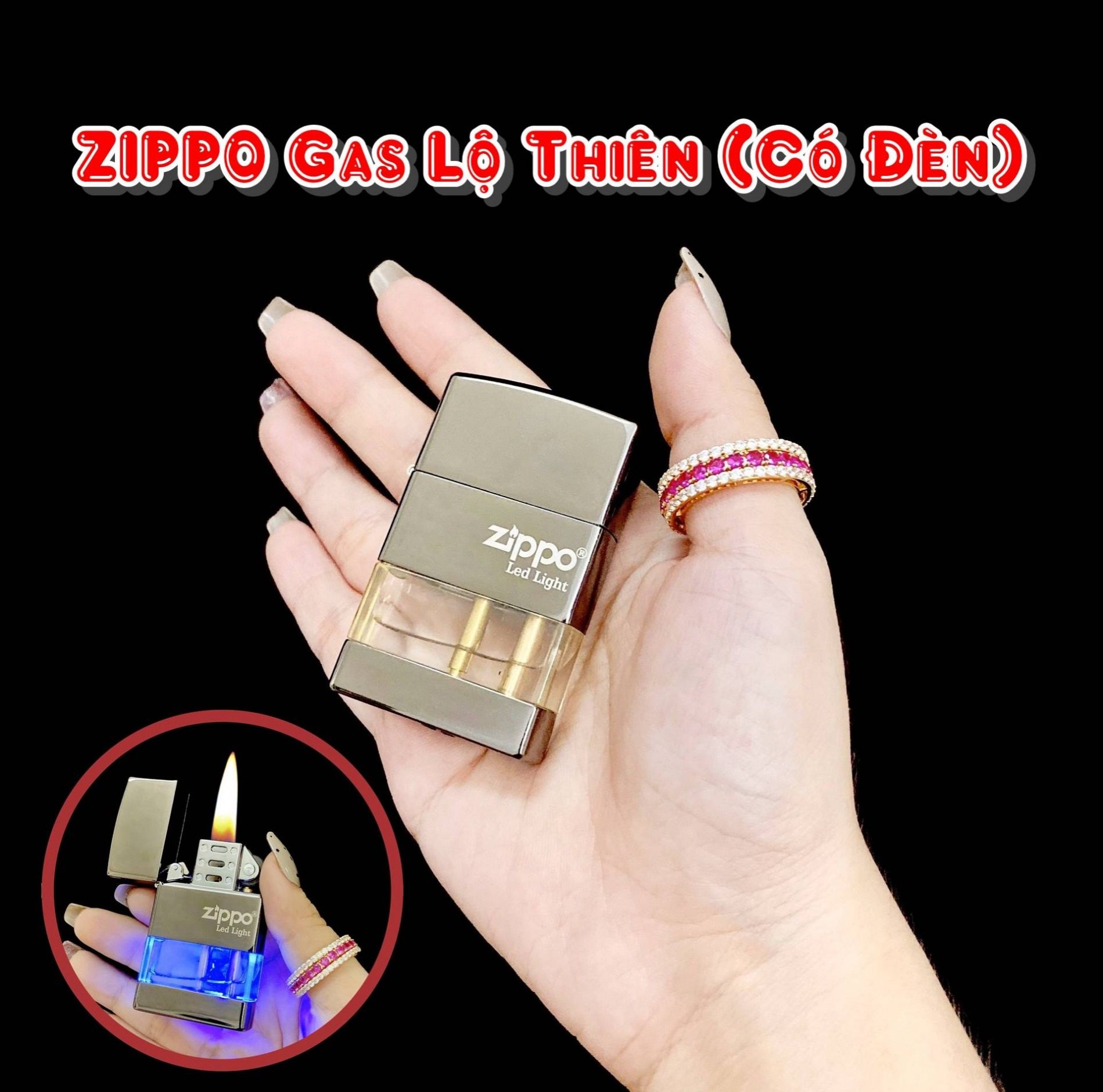 BẬT LỬA- ZIP_PO- GAS LỘ THIÊN (CÓ ĐÈN ) - (XÀI GAS)