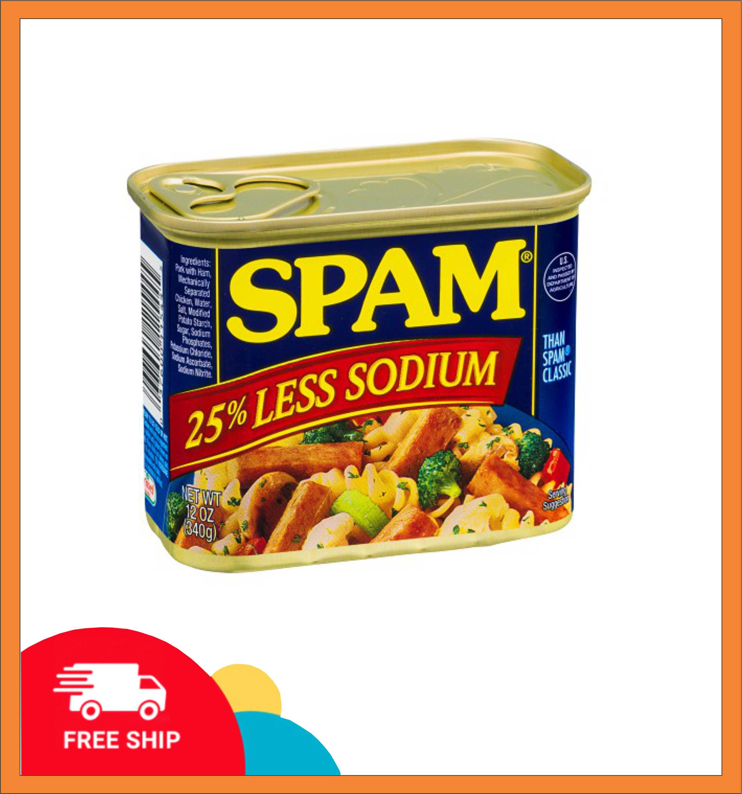 Thịt hộp spam 25% less sodium mỹ date 2022
