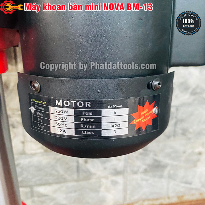 Máy khoan bàn mini nova bm-13-đầu kẹp 13mm-công suất 250w-bảo hành 6 tháng