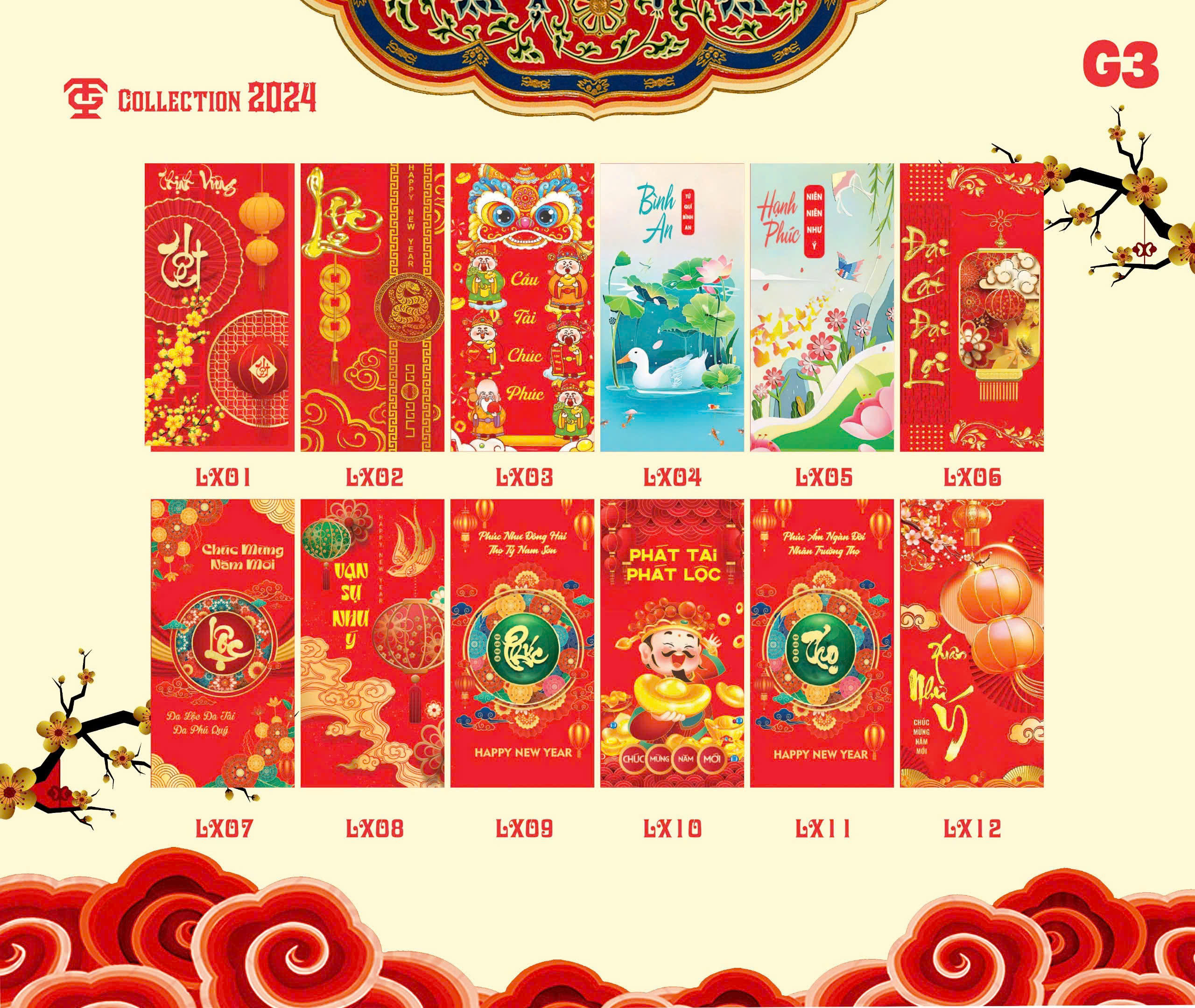 [Sỉ lì xì truyền thống] Combo 2000 bao lì xì tết Quý Mão 2025 (kèm túi nilong)
