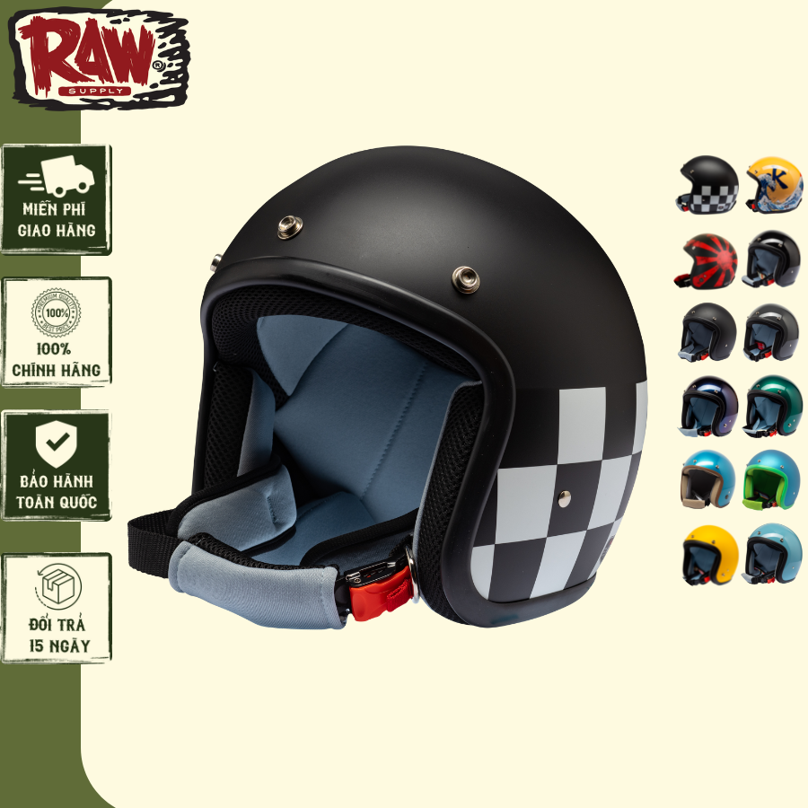 Mũ bảo hiểm 3/4 Raws arrow shop LB tem thời trang cute đi phượt