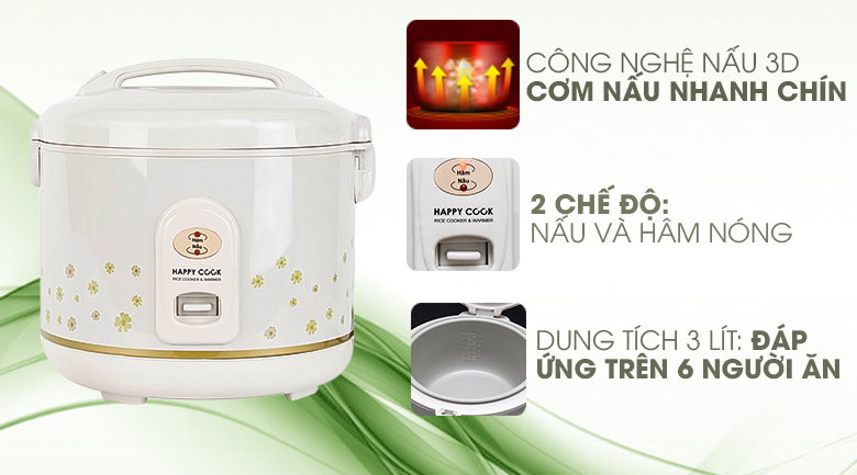 Nồi cơm điện Happycook 3 lít HC-300 (Hàng trưng bày)