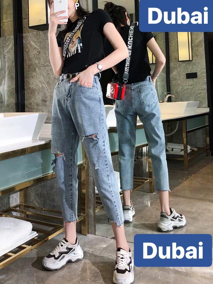 QUẦN JEAN BAGGY NỮ CHẤT BÒ XANH RÁCH KIỂU MỚI LƯNG CAO NÂNG MÔNG HÀN QUỐC CAO CẤP DB-01 - DUBAI FASHION