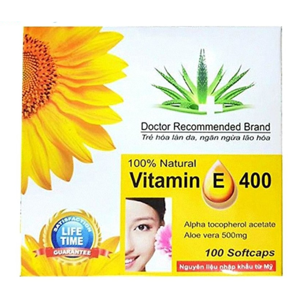 [HCM]Vitamin E 400 nha đam Đẹp da sáng da chống lão hoá da hộp 100 viên