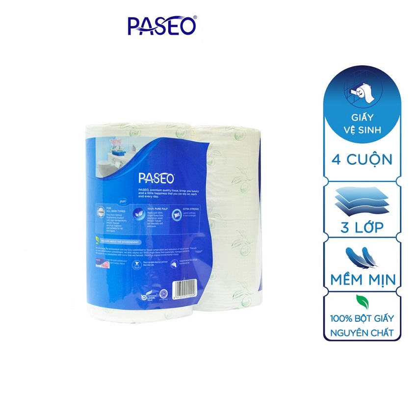 Giấy vệ sinh Paseo 4 cuộn in hoa cao cấp