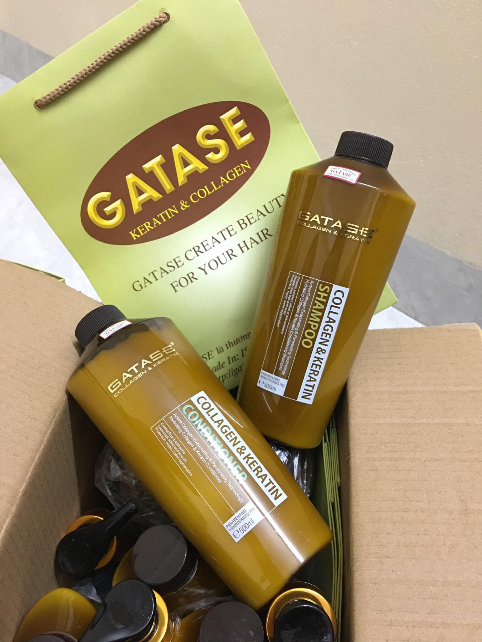 Cặp Dầu Gội Xả Gatase Collagen 500ml*2