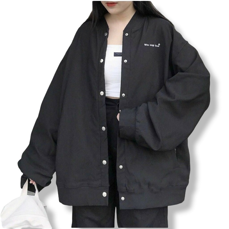 Áo Khoác Dù Bomber Cúc bấm