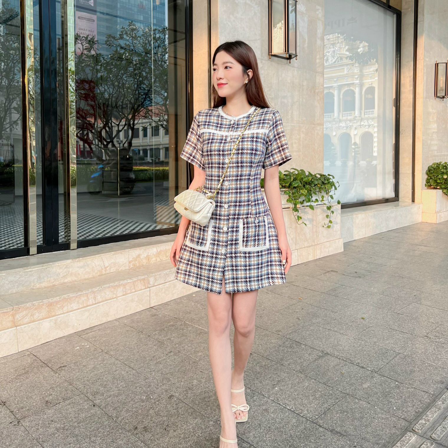 GOLA - Đầm ALYSSA - Đầm suông cổ tròn caro