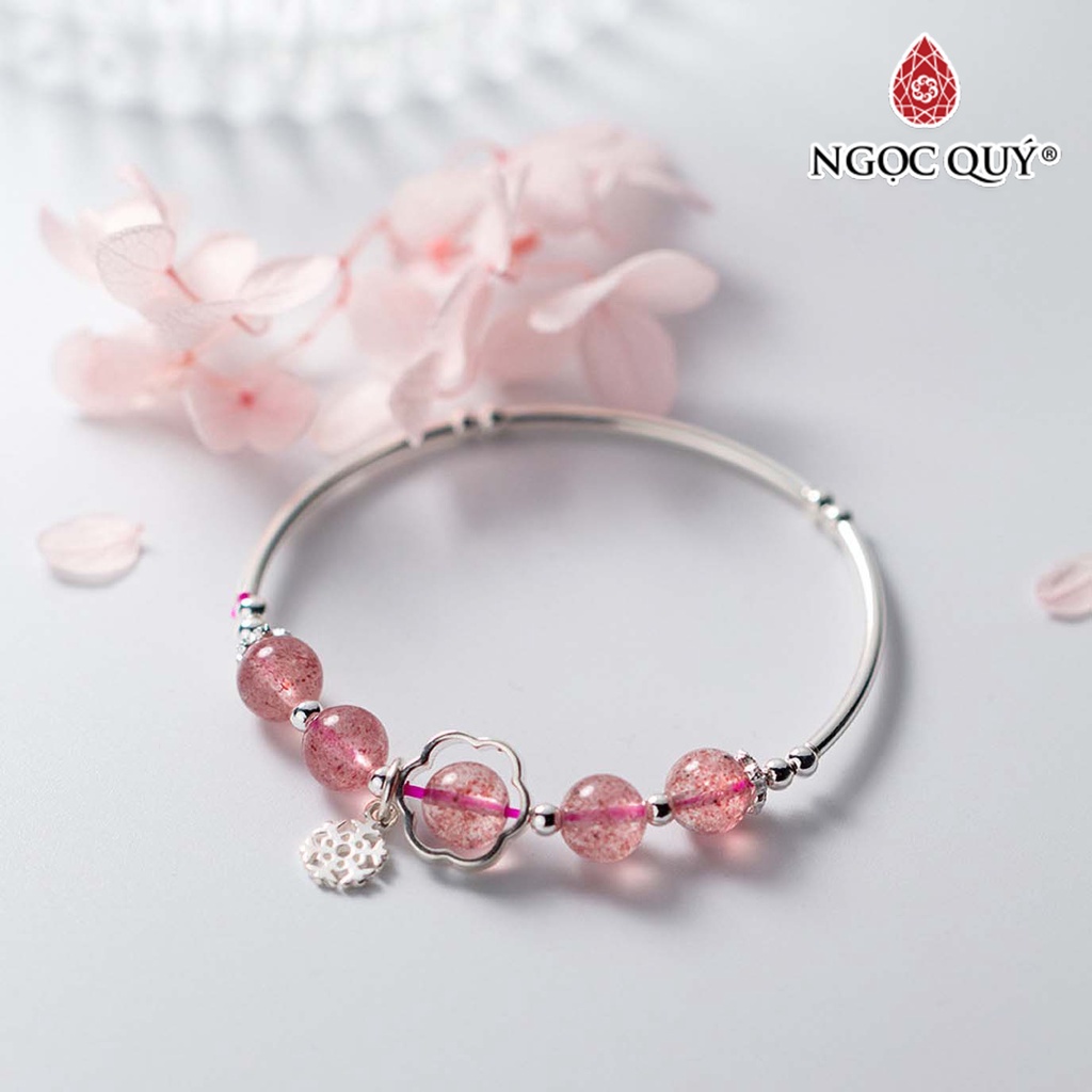 Vòng Tay Bạc Thạch Anh Dâu - Ngọc Quý