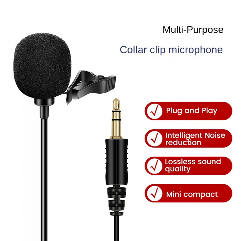 Omnidirectional Microphone 3.5mm Lavalier Tie Clip Microphones Mini Audio Mic for Camera Computer Laptop Phone