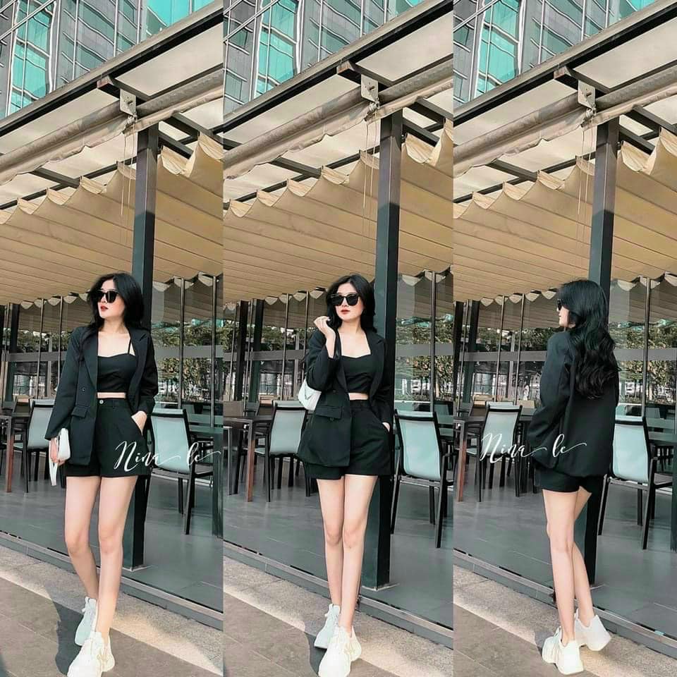 Sét vét ford 3 món áo thun dây croptop + quần đùi
