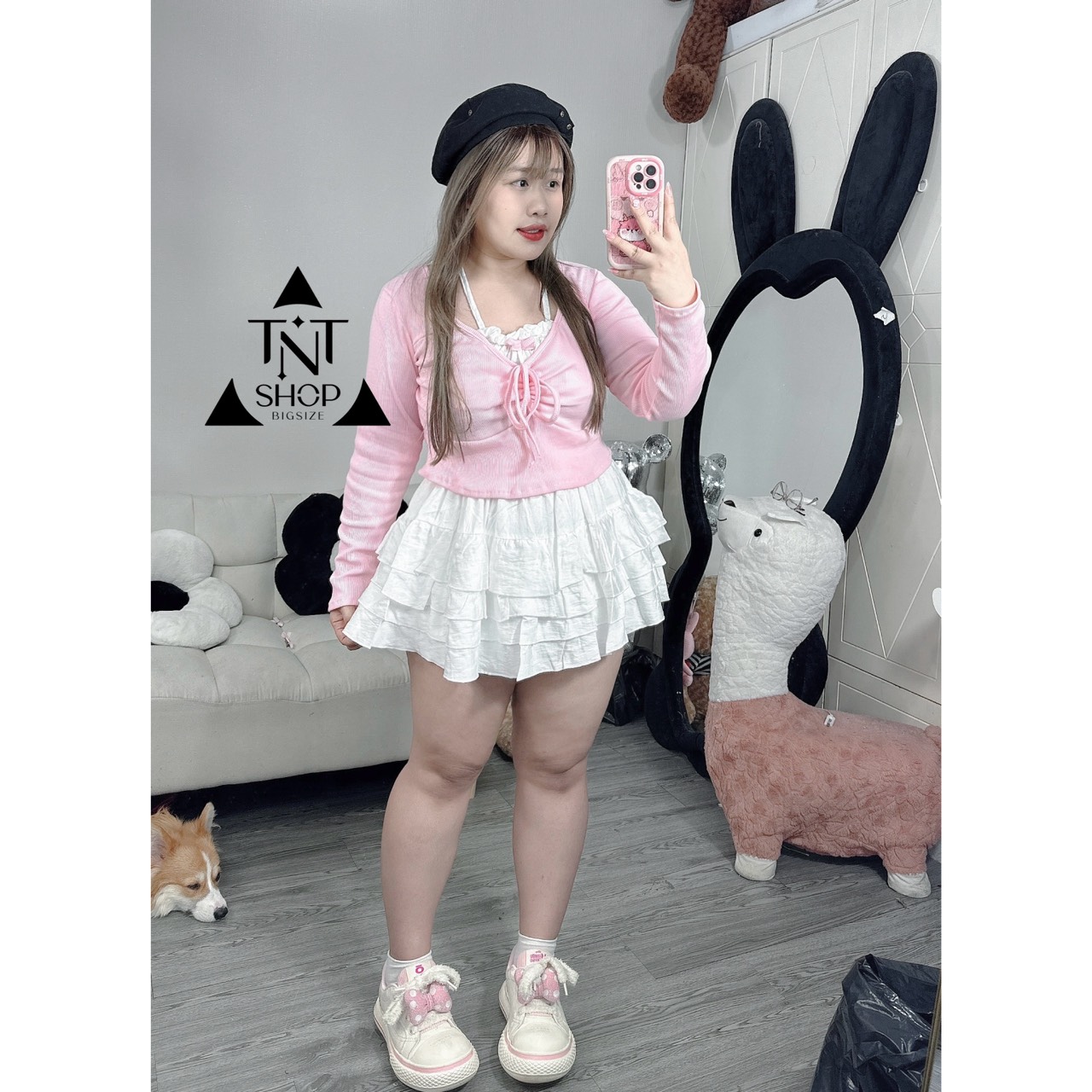 SET ÁO TIỂU THƯ PHỐI YẾM CHÂN VÁY TẦNG [TNT SHOP BIGSIZE 60KG 90KG]