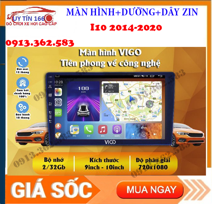 Màn hình lắp sim 4G VIGO cho xe HYUNDAI I10 RAM 2G ROM 32G android 10. công nghệ NHẬT mới nhất lướt wed tốc độ cao Thu phát wifi kính cường lực 2.5D tích hợp sẵn bản đồ VIETMAP S1 NAVITEL đồ chơi ô tô giá rẻ SHOP UY TÍN 166
