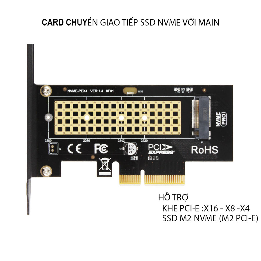 [HCM]Card chuyển đổi PCI-E - X4 - X16 sang SSD M.2 NVMe (M2 PCI-E)