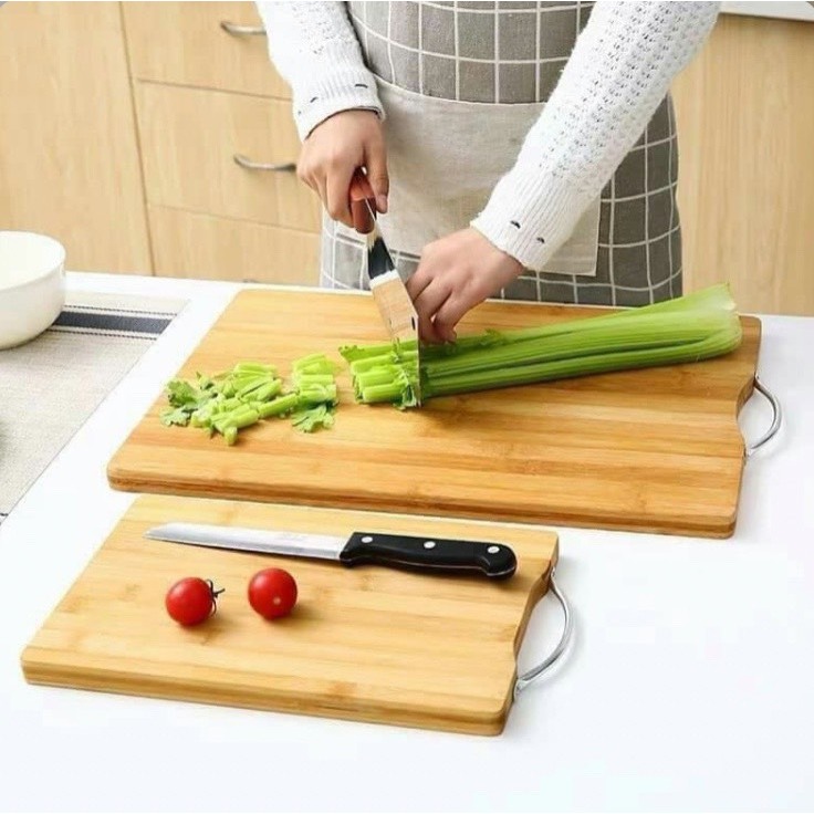 Thớt gỗ tre tự nhiên kháng khuẩn có móc treo chống nấm mốc - thớt tre size trung 30x20