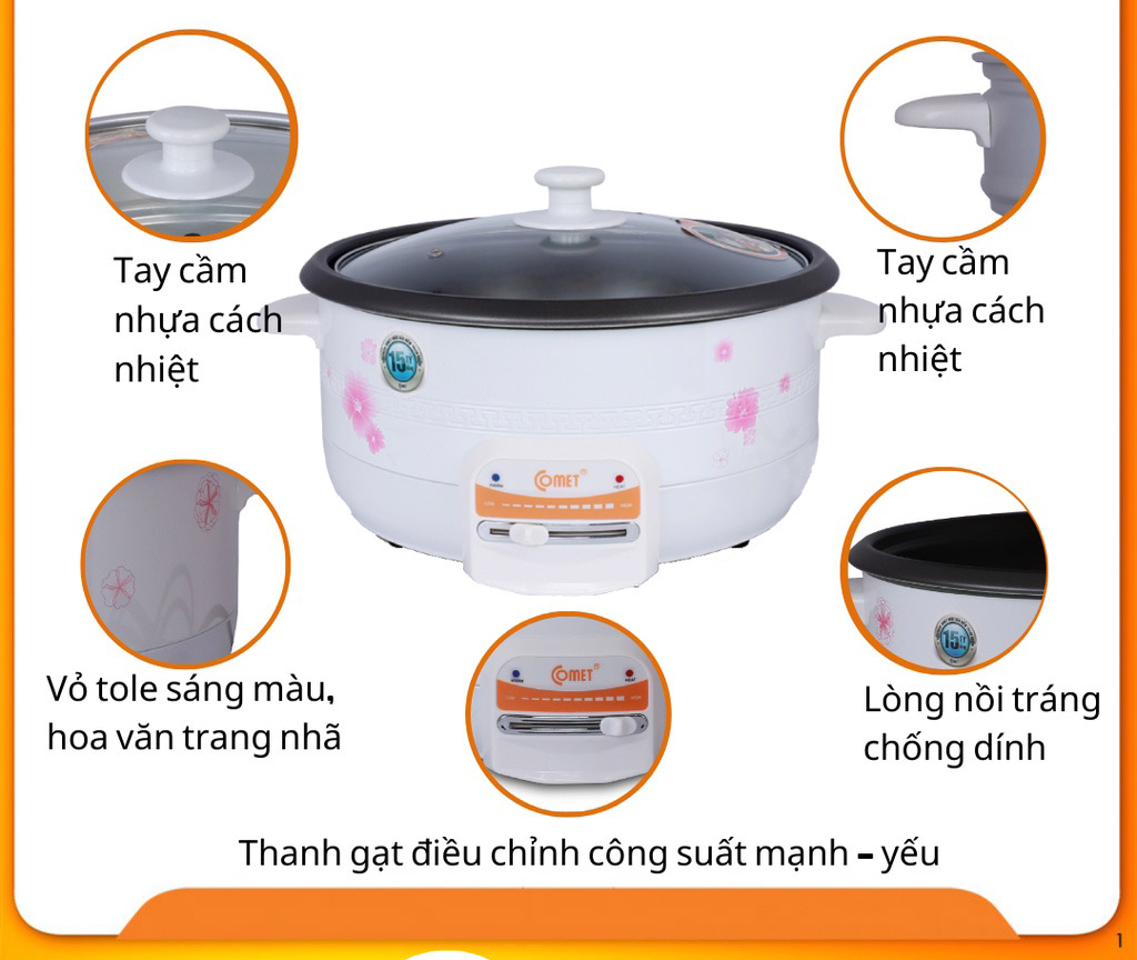 Nồi lẩu điện 3.5 lít đa chức năng Comet CM7731